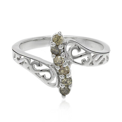 Champagne Diamond Silver Ring