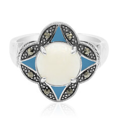 White Opal Silver Ring