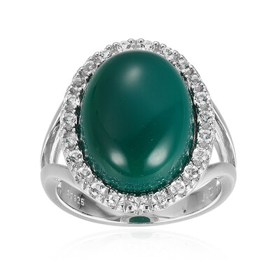 Green Agate Silver Ring