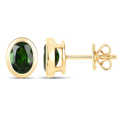 14K Russian Diopside Gold Earrings
