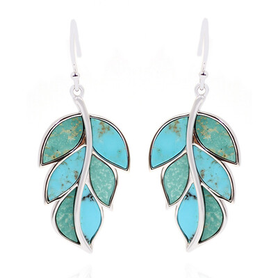 Kingman Turquoise Silver Earrings (Anne Bever)