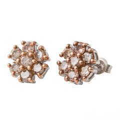 Champagne Diamond Silver Earrings