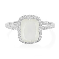 White Moonstone Silver Ring