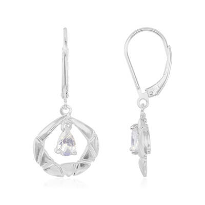 Rainbow Moonstone Silver Earrings