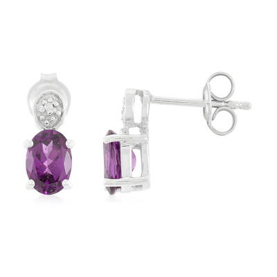 Magenta Garnet Silver Earrings