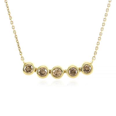 9K PK Champagne Diamond Gold Necklace