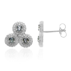 Unheated Green Sapphire Silver Earrings