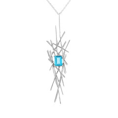 Paraiba Color Topaz Silver Necklace