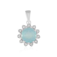 Aqua Chalcedony Silver Pendant