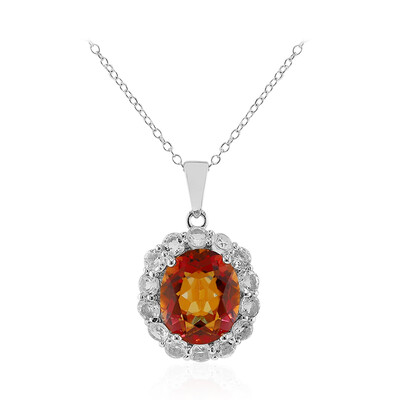 Orange Mystic Quartz Silver Necklace
