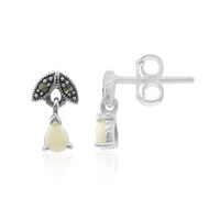 White Opal Silver Earrings