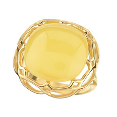 Milky Baltic Amber Silver Ring