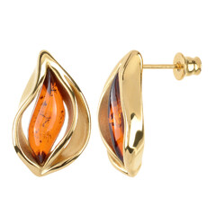 Cognac Baltic Amber Silver Earrings