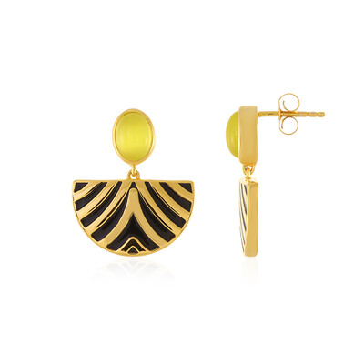 Yellow Agate Silver Earrings