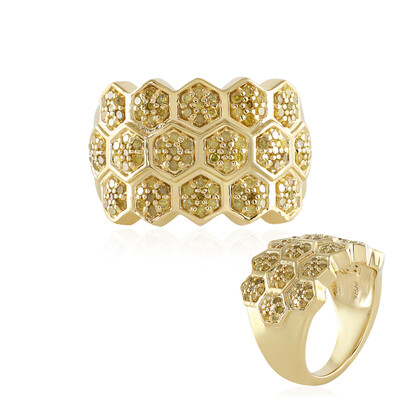 I3 Yellow Diamond Silver Ring