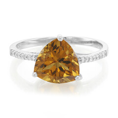 Cognac Quartz Silver Ring