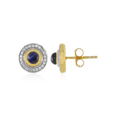 Blue Star Sapphire Silver Earrings