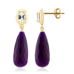 Purple Chalcedony Silver Earrings