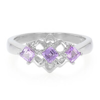 Unheated Ceylon Purple Sapphire Silver Ring