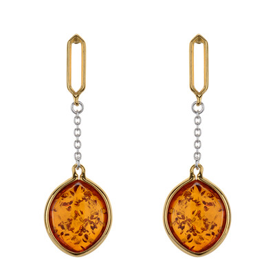 Cognac Baltic Amber Silver Earrings (dagen)