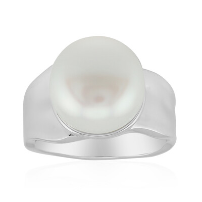 White Freshwater Pearl Silver Ring