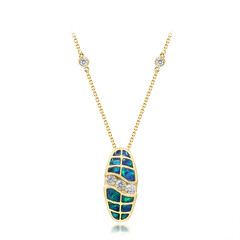 14K Lightning Ridge Black Opal Gold Necklace (CIRARI)