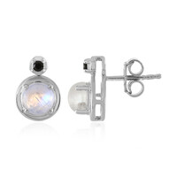 Rainbow Moonstone Silver Earrings
