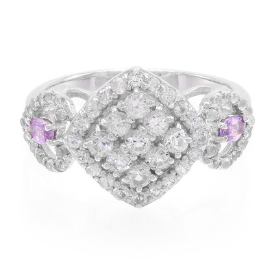 Unheated Ceylon Purple Sapphire Silver Ring