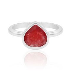 Red Jade Silver Ring