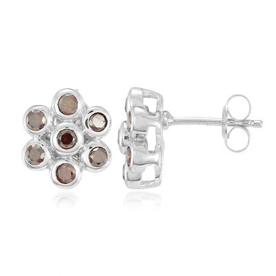 Fancy Diamond Silver Earrings