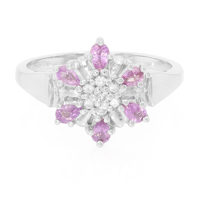 Unheated Ceylon Purple Sapphire Silver Ring