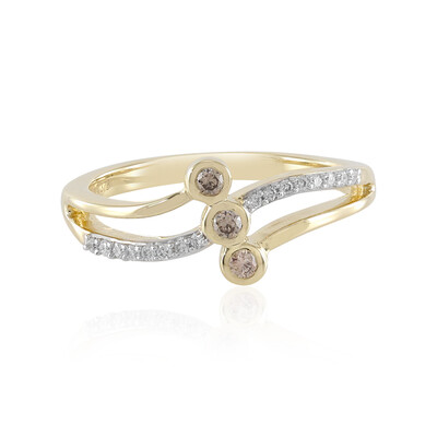 9K SI1 Champagne Diamond Gold Ring