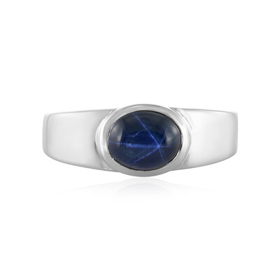 Blue Star Sapphire Silver Ring
