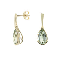 9K Green Amethyst Gold Earrings
