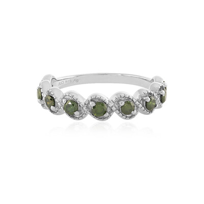 I3 Green Diamond Silver Ring