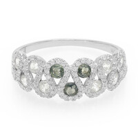 Unheated Green Sapphire Silver Ring