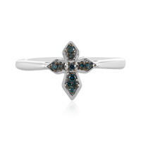 I2 Blue Diamond Silver Ring