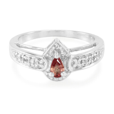Orange Sapphire Silver Ring