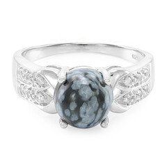 Snowflake Obsidian Silver Ring