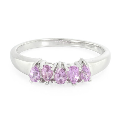 Unheated Ceylon Purple Sapphire Silver Ring