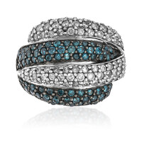 14K SI2 Blue Diamond Gold Ring