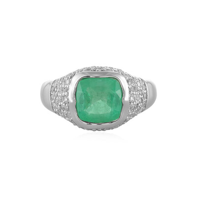 Russian Emerald Silver Ring