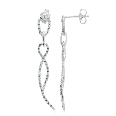 Fancy Diamond Silver Earrings