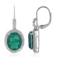 Forest Green Quartz Silver Earrings