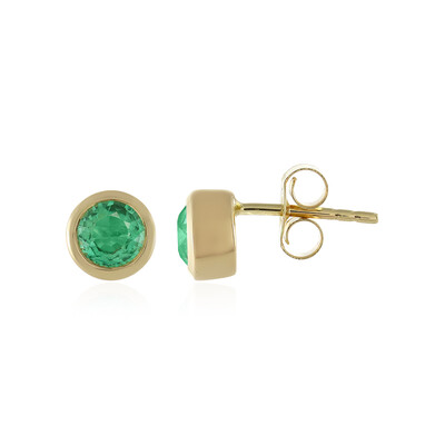 9K Russian Emerald Gold Earrings