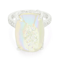 Pearl Shimmer Glitter Quartz Silver Ring
