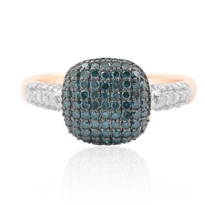 14K I1 Blue Diamond Gold Ring