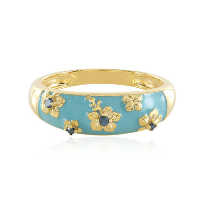 I3 Blue Diamond Silver Ring