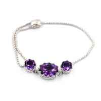 Zambian Amethyst Silver Bracelet (Dallas Prince Designs)