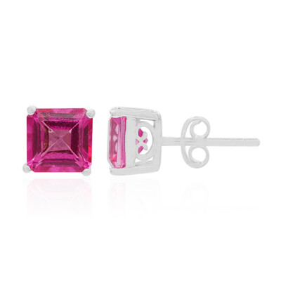 Pink Topaz Silver Earrings